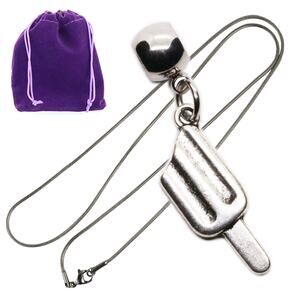 Silver Popsicle Pendant Necklace for Women, Minimalist Ice Cream Jewelry